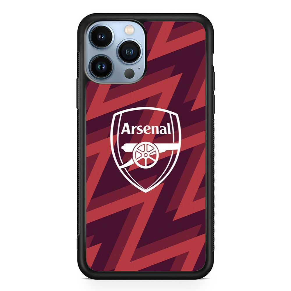 Arsenal Emblem Jersey Pattern iPhone 15 Pro Case - Carneyforia