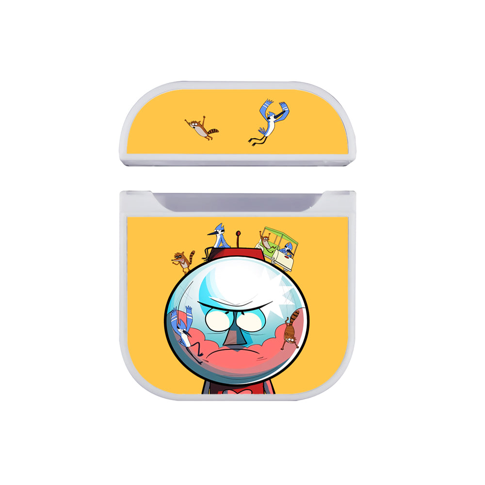 Benson Regular Show Angry Character Apple Airpods Case White