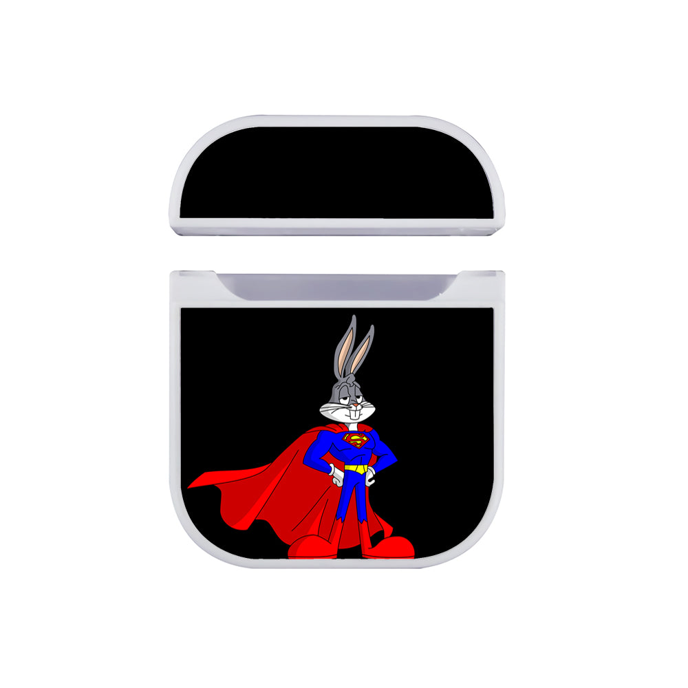 Bugs Bunny Superman Mode Apple Airpods Case White