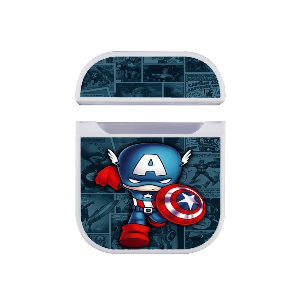 Captain America Cute Comic Apple Airpods Case White