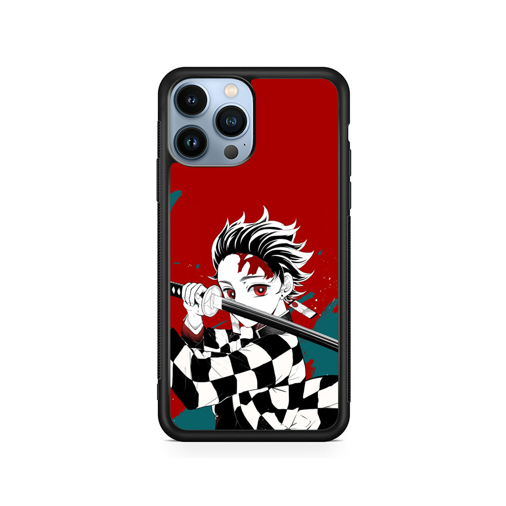 Demon Slayer Deep Blood of Tanjiro iPhone 15 Pro Max Case