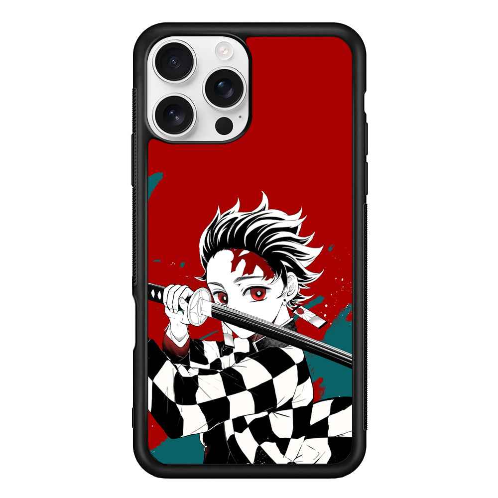 Demon Slayer Deep Blood of Tanjiro iPhone 16 Pro Case
