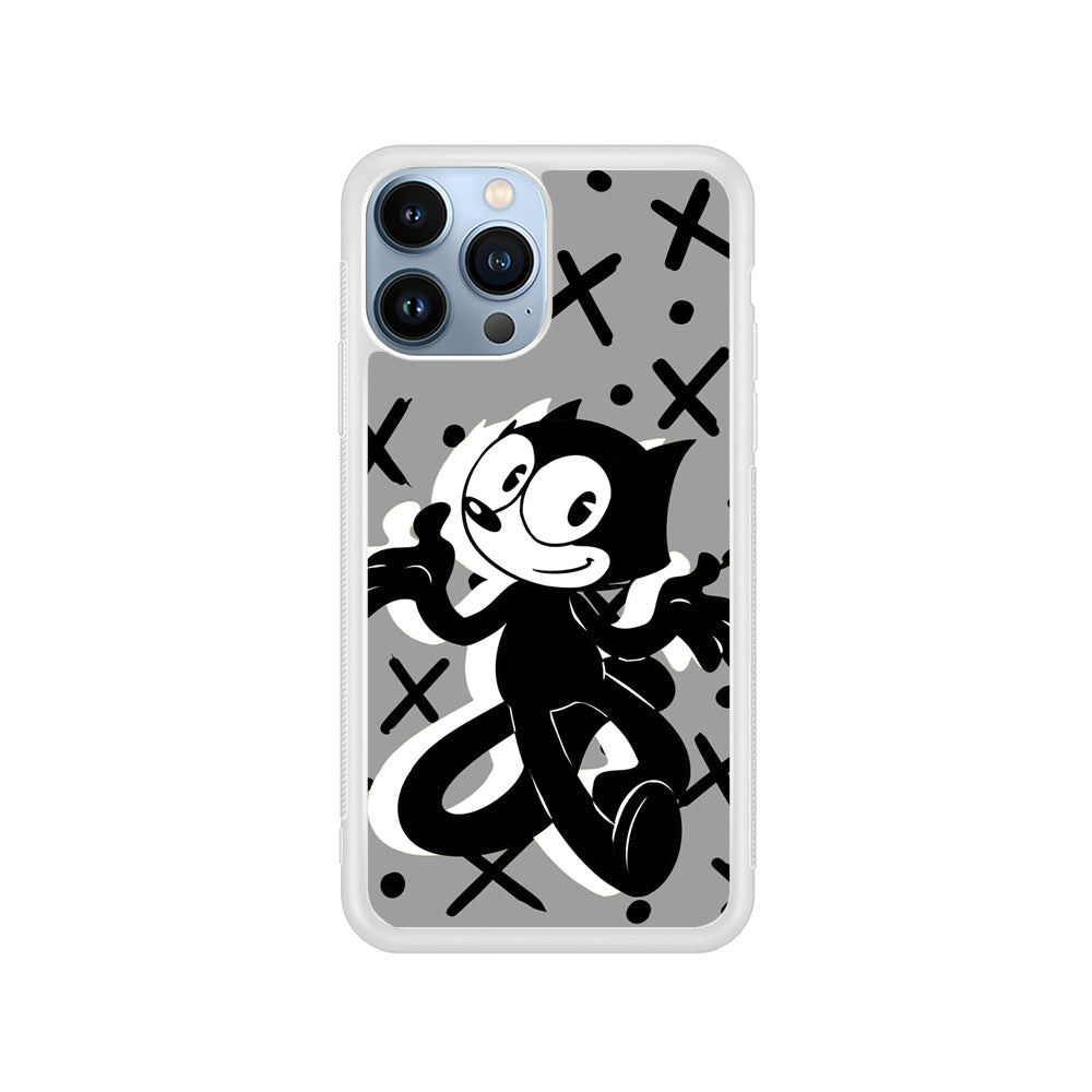 Felix The Cat Pattern In Grey iPhone 15 Pro Max Case