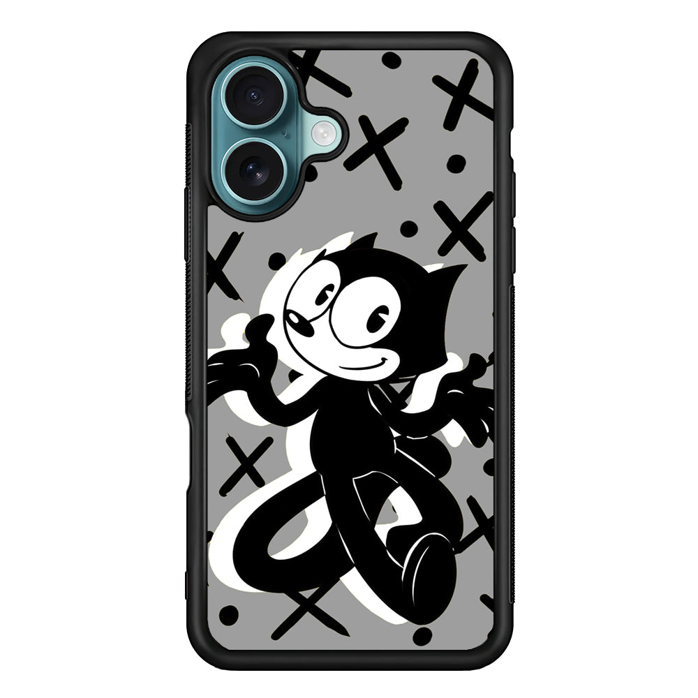 Felix The Cat Pattern In Grey iPhone 17 Case