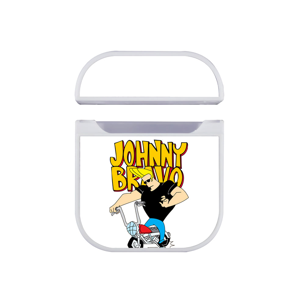 Johnny Bravo Style With Motorcycle Apple Airpods Case White