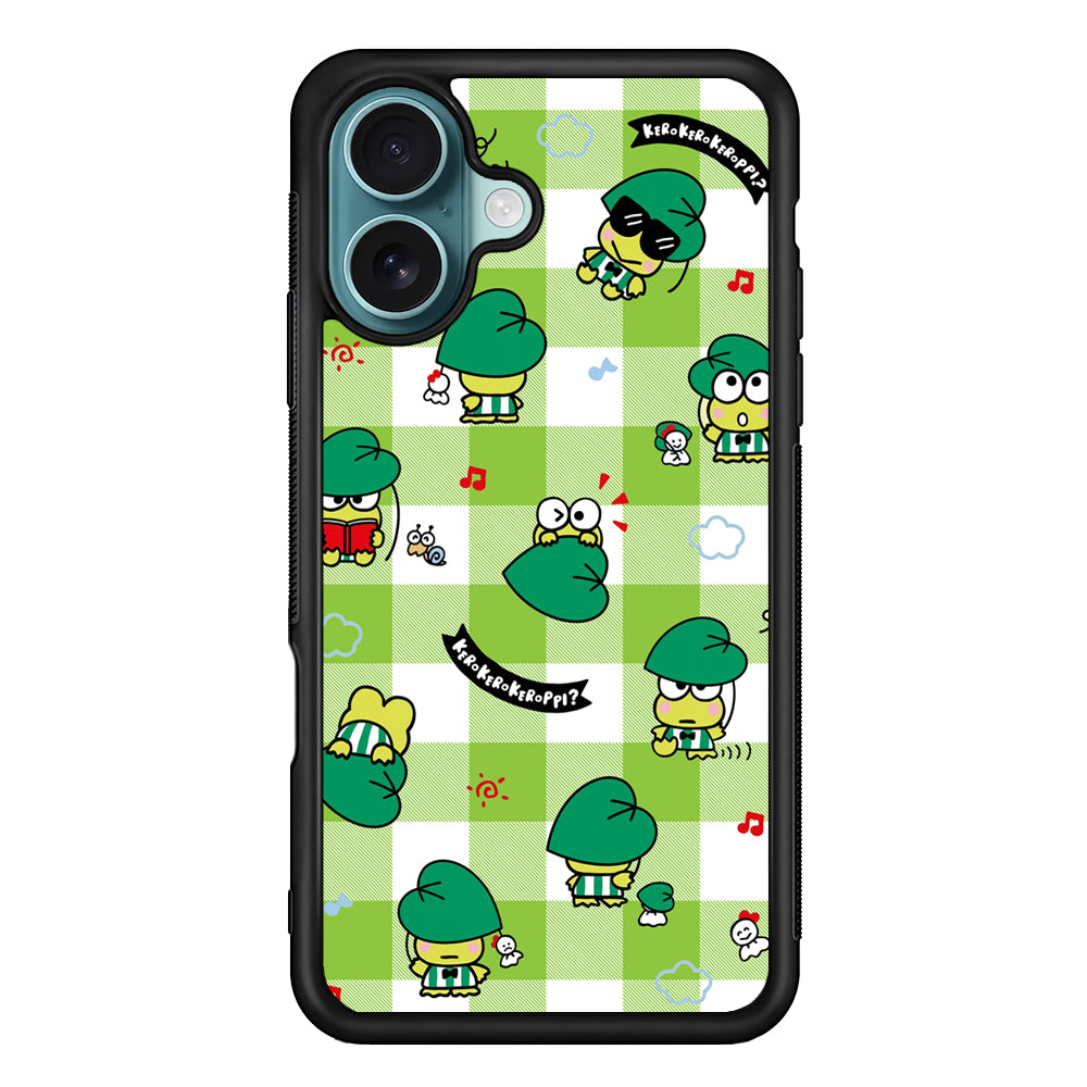 Keroppi on Green Flanel iPhone 16 Plus Case