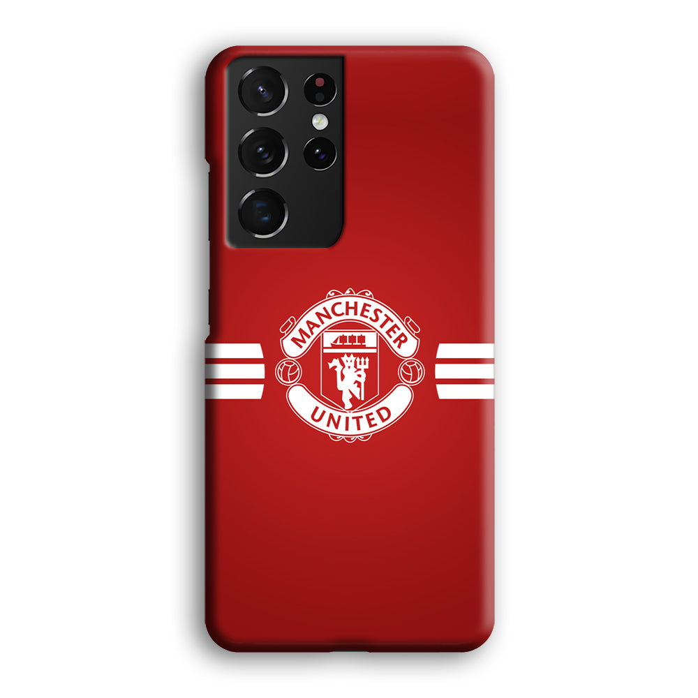 Manchester United White Center Line Samsung Galaxy S21 Ultra Case