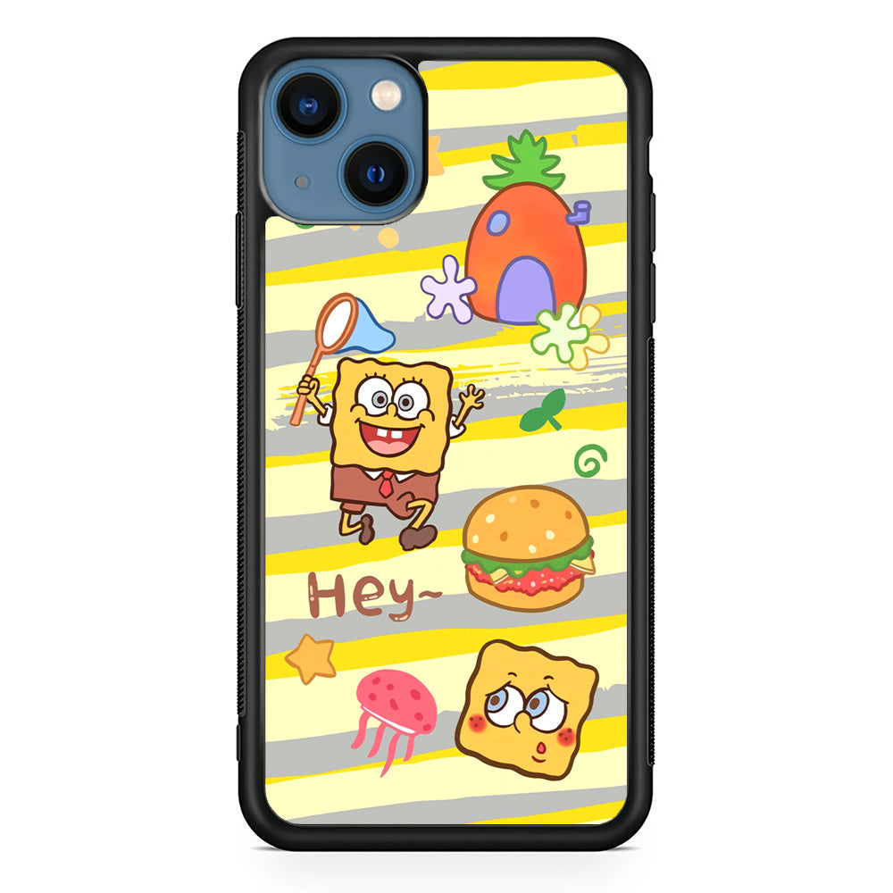 Mr Squarepants Fishing The Jellyfish iPhone 14 Plus Case - Carneyforia