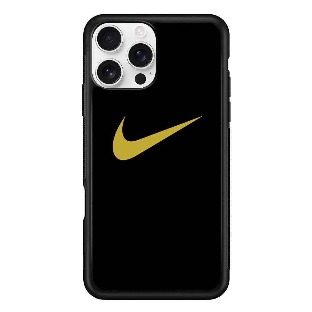 Nike Gold Logo Black iPhone 16 Pro Case