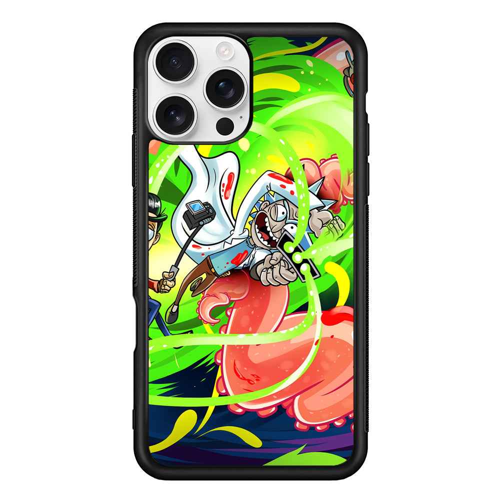 Rick and Morty Flying Shooter iPhone 16 Pro Case