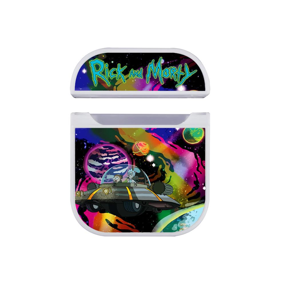 Rick and Morty Ride a Spacecraft Apple Airpods Case White
