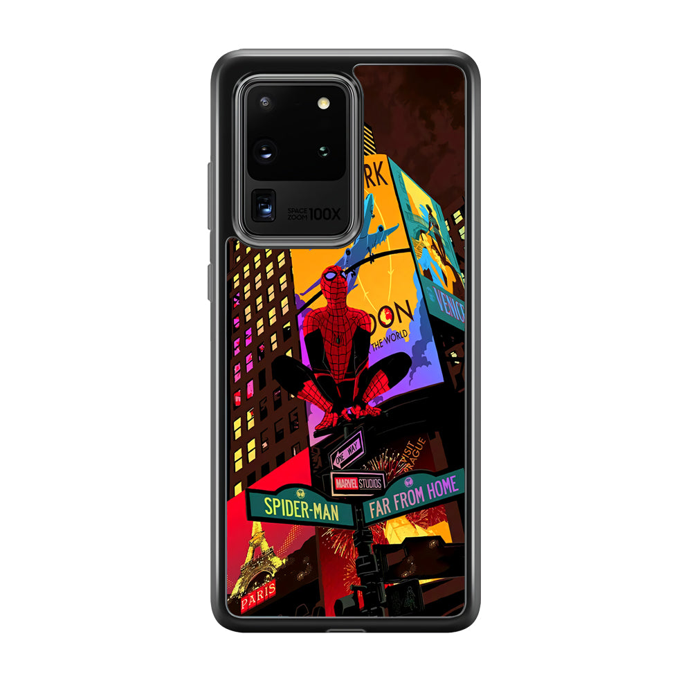 Spiderman Landscape of Night Town Samsung Galaxy S20 Ultra Case
