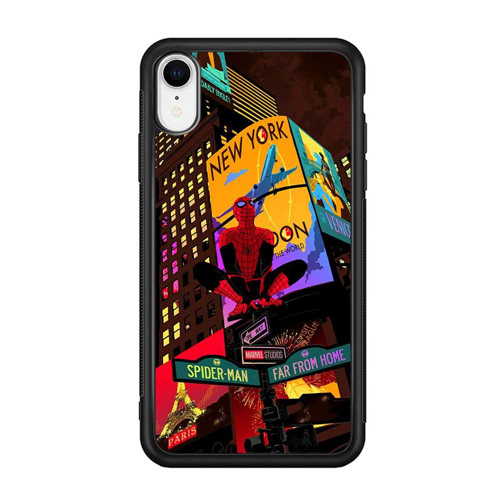 Spiderman Landscape of Night Town iPhone XR Case