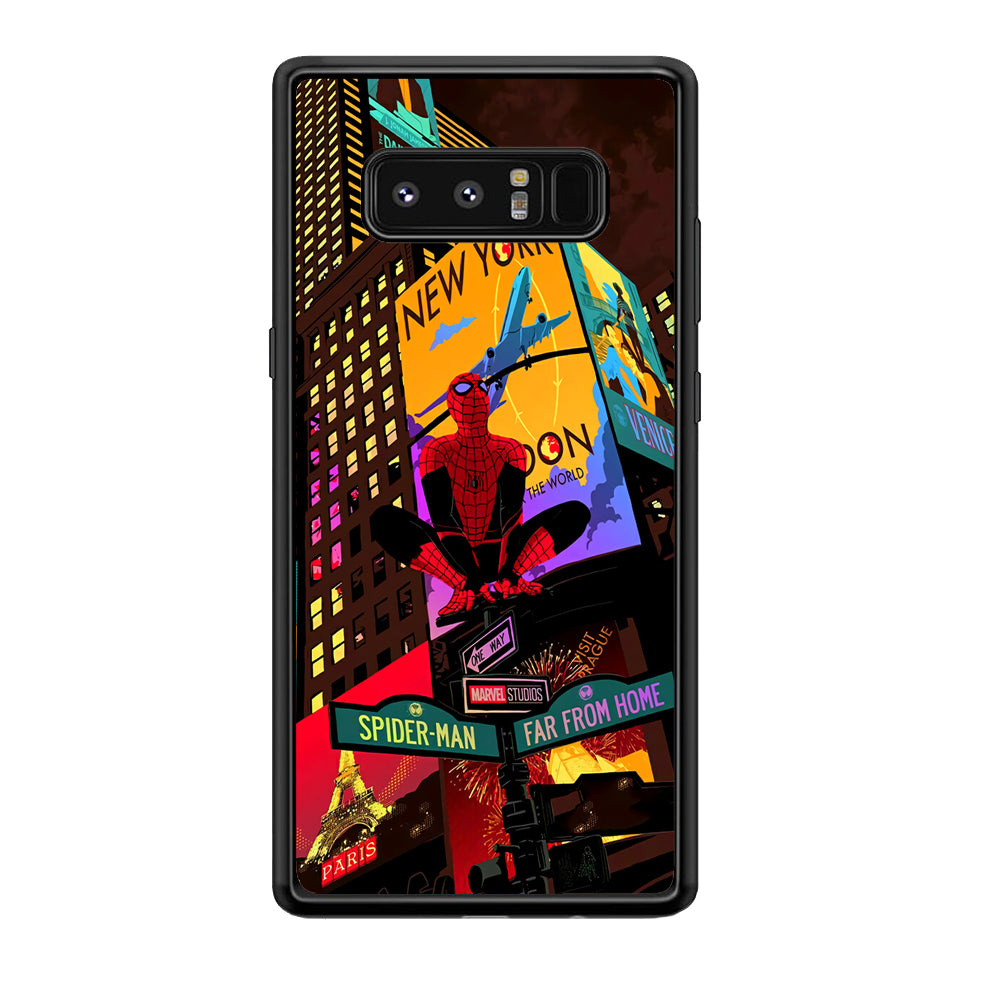 Spiderman Landscape of Night Town Samsung Galaxy Note 8 Case