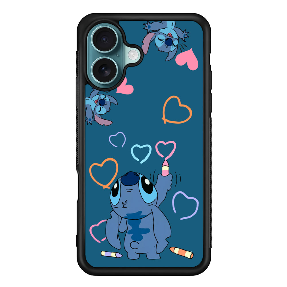 Stitch Drawing Lovely iPhone 16 Case