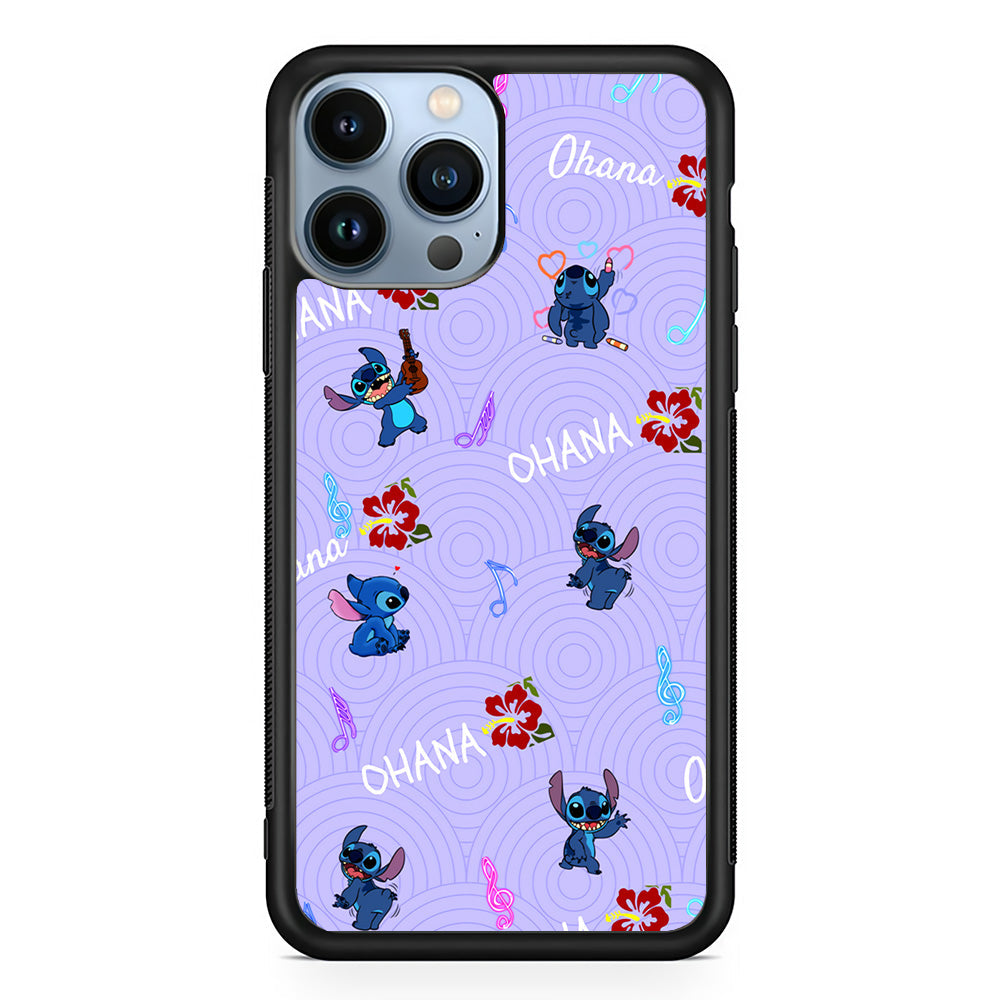Stitch Patern Lovely Ohana iPhone 15 Pro Case - Carneyforia