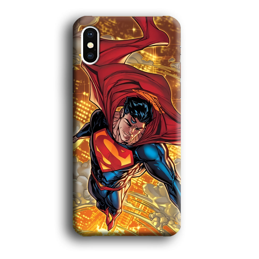 Superman Flying Through The City iPhone X Case