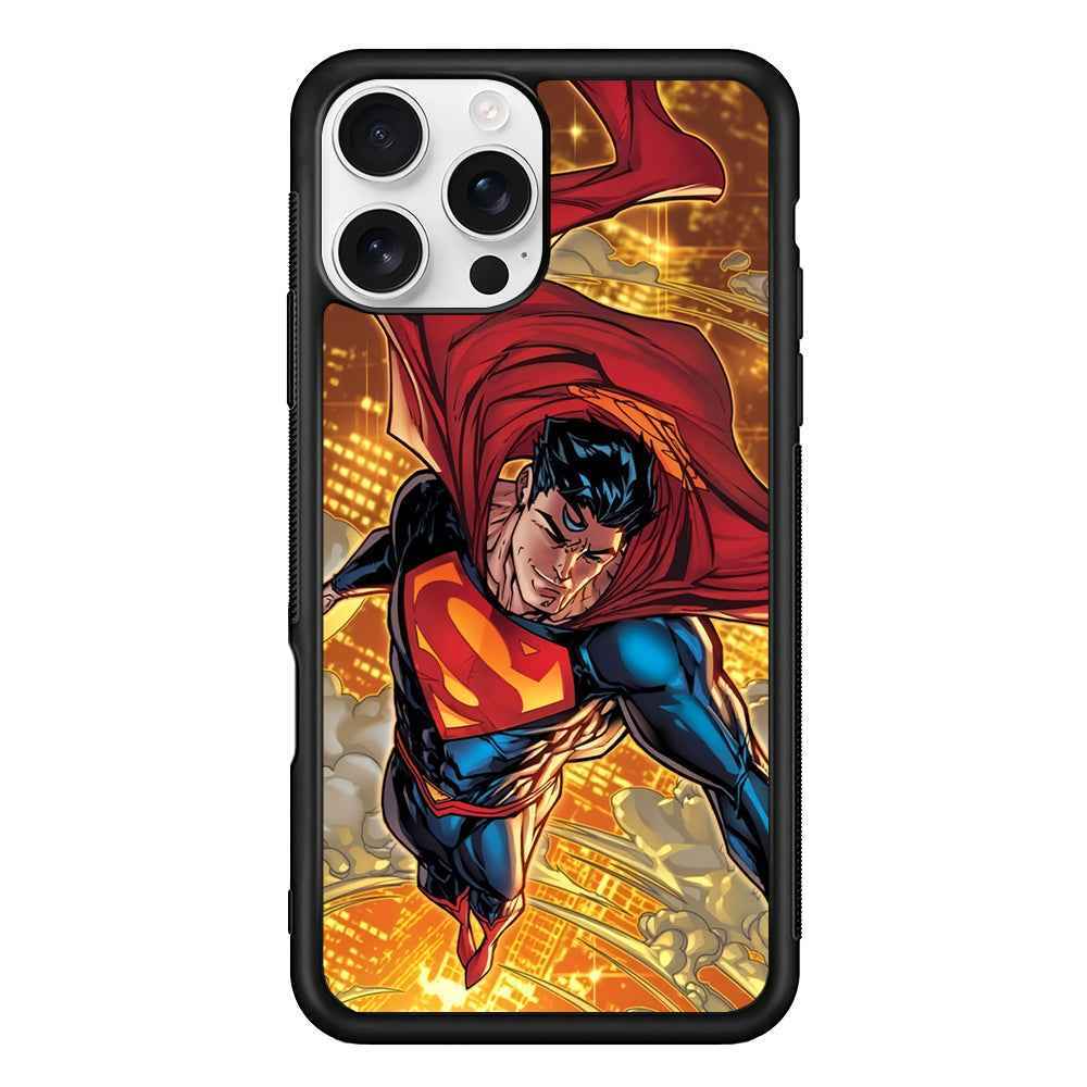 Superman Flying Through The City iPhone 16 Pro Case