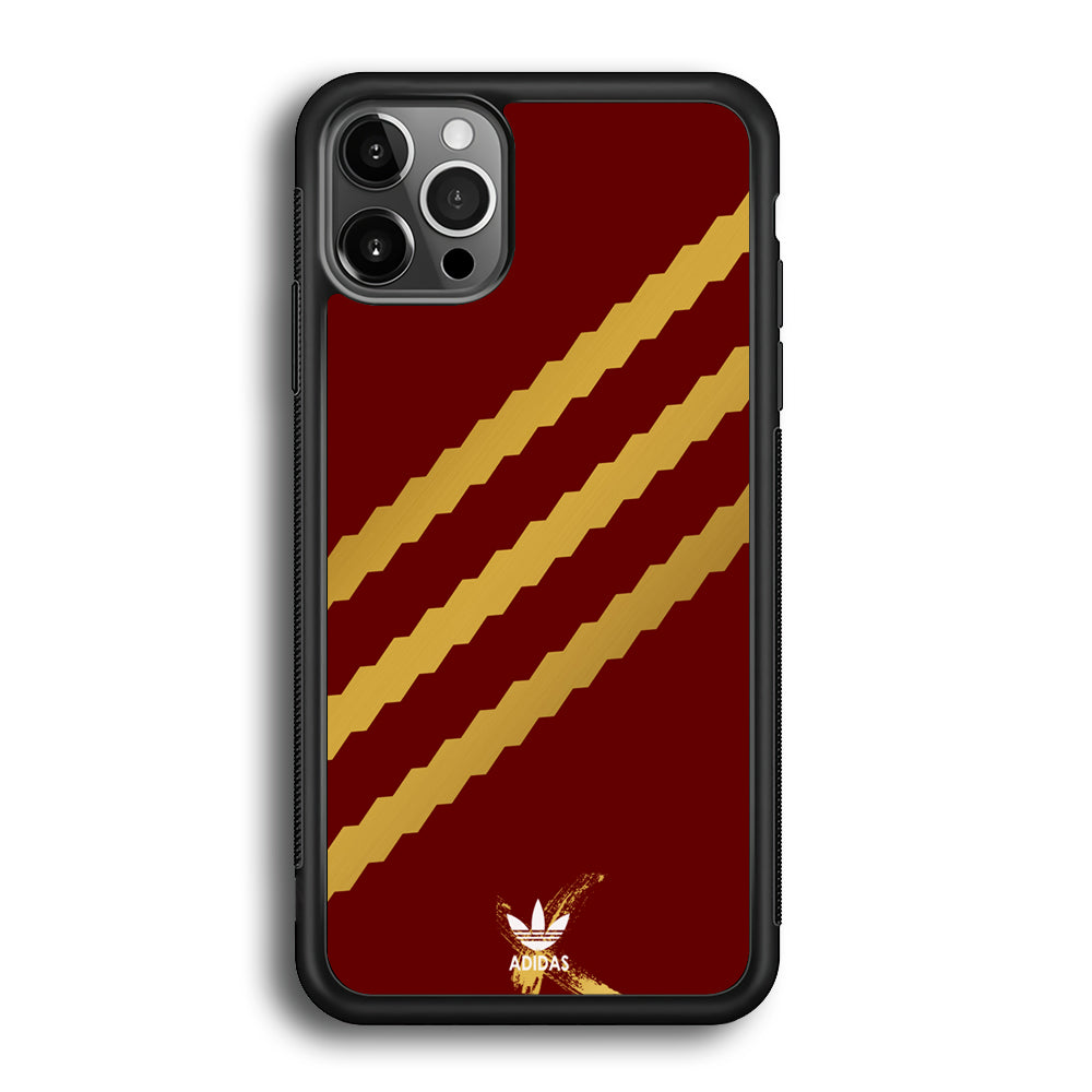 Adidas Stripe Royal Gold Maroon iPhone 12 Pro Case
