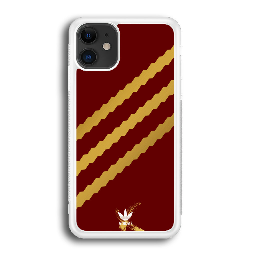 Adidas Stripe Royal Gold Maroon iPhone 12 Case