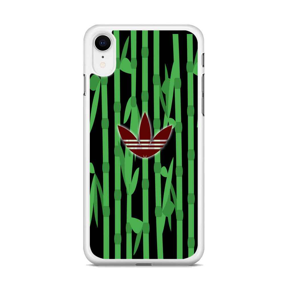 Adidas Bamboo Maroon Logo iPhone XR Case Rubber White (2D Case)