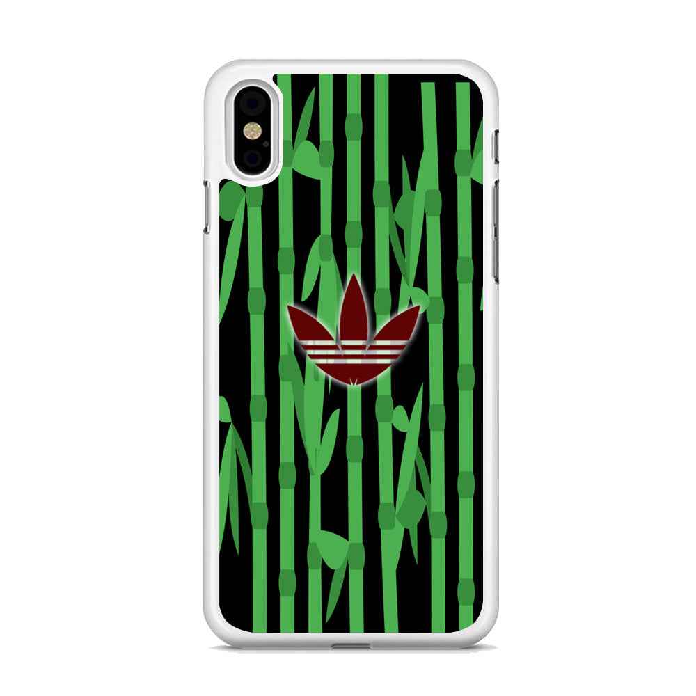 Adidas Bamboo Maroon Logo iPhone X Case Rubber White (2D Case)