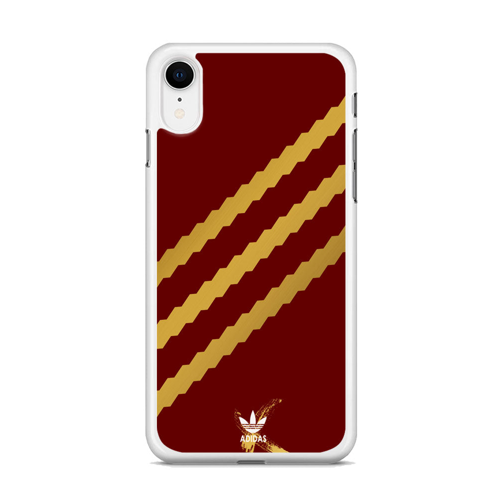 Adidas Stripe Royal Gold Maroon iPhone XR Case