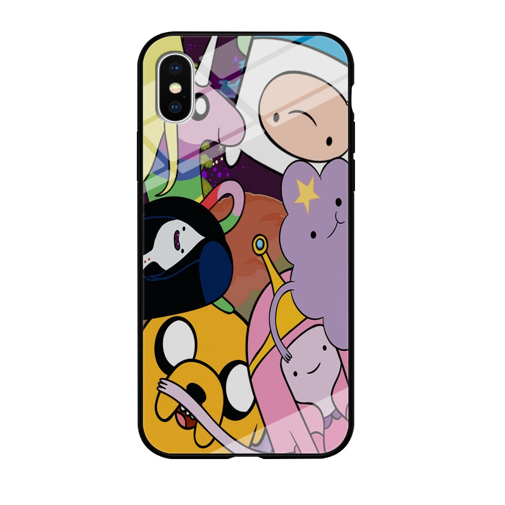 Adventure Time Happy Team iPhone X Case Tempered Glass Case