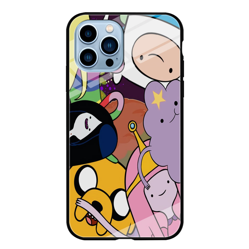Adventure Time Happy Team iPhone 13 Pro Max Case Tempered Glass Case