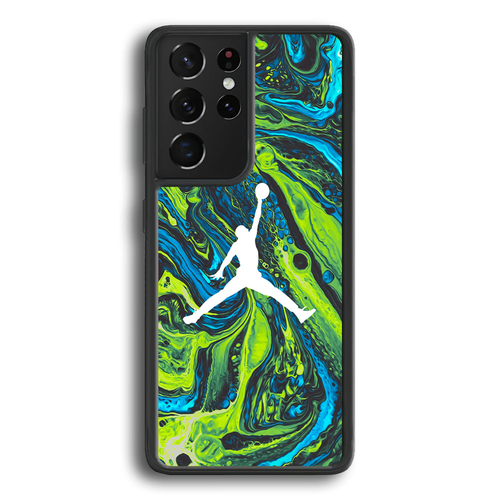 Air Jordan Green Liquid Marble Samsung Galaxy S21 Ultra Case - Carneyforia
