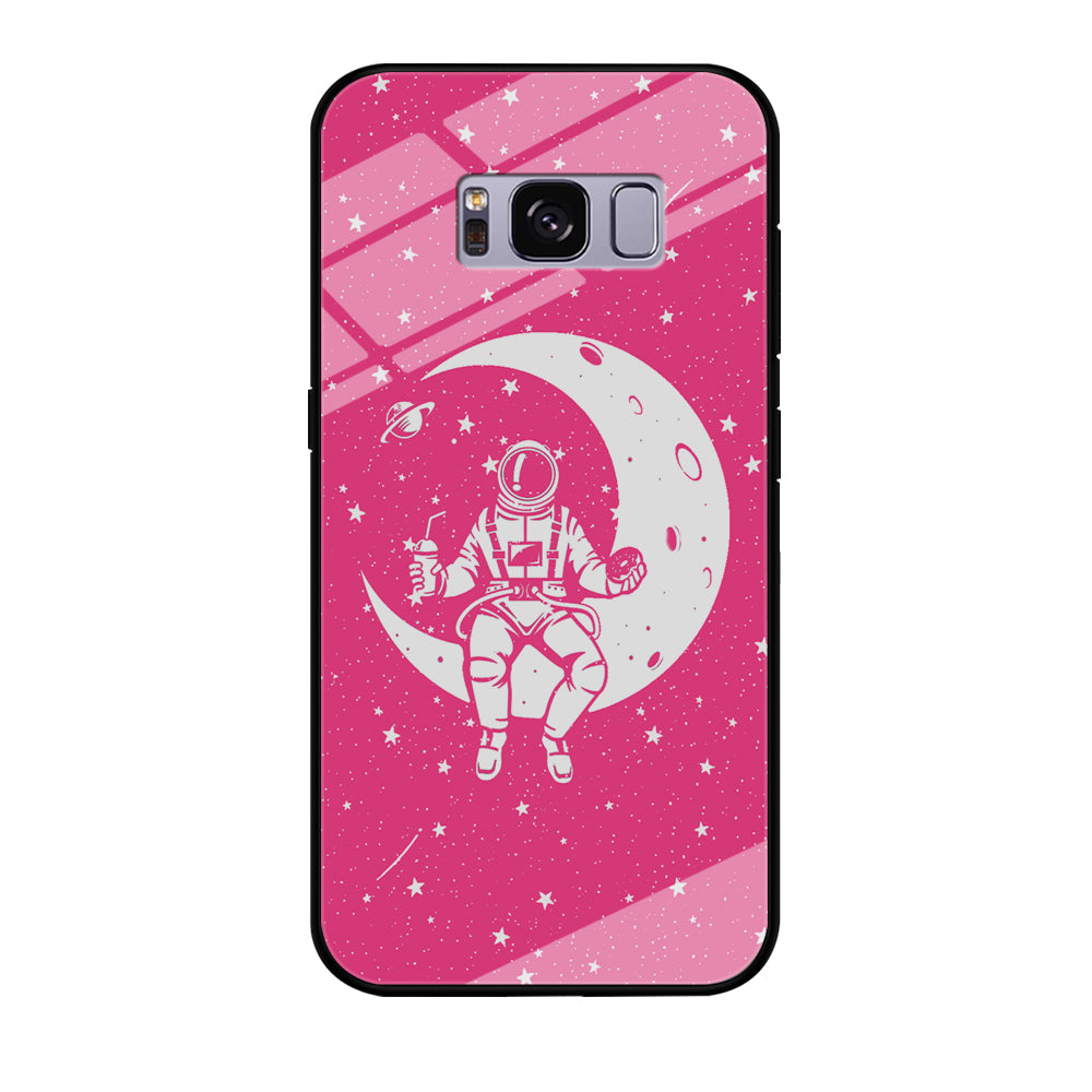 Astronauts Mealtime at The Moon Samsung Galaxy S8 Plus Case Tempered Glass Case