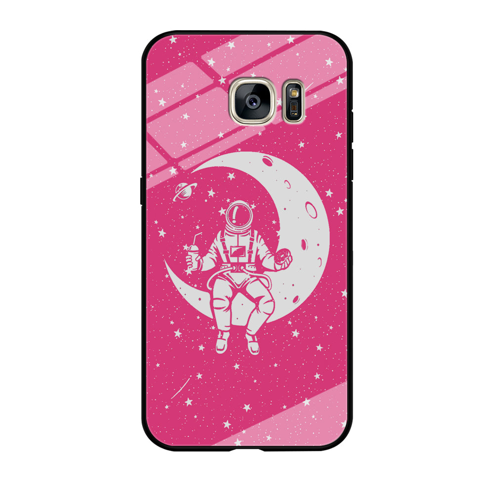 Astronauts Mealtime at The Moon Samsung Galaxy S7 Edge Case