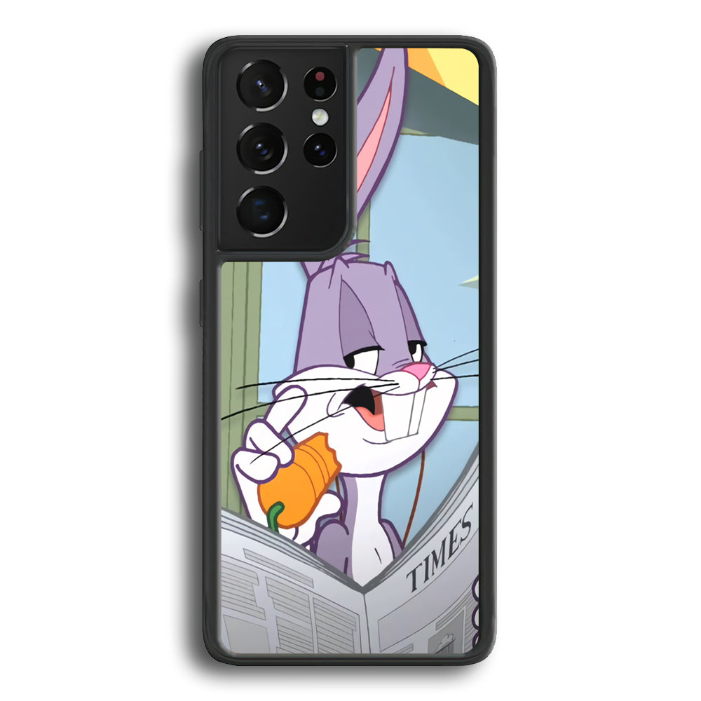 Bugs Bunny Reading The Newspaper Samsung Galaxy S21 Ultra Case - Carneyforia