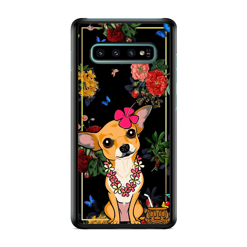 Chihuahua Dog Summer Frame Samsung Galaxy S10 Case
