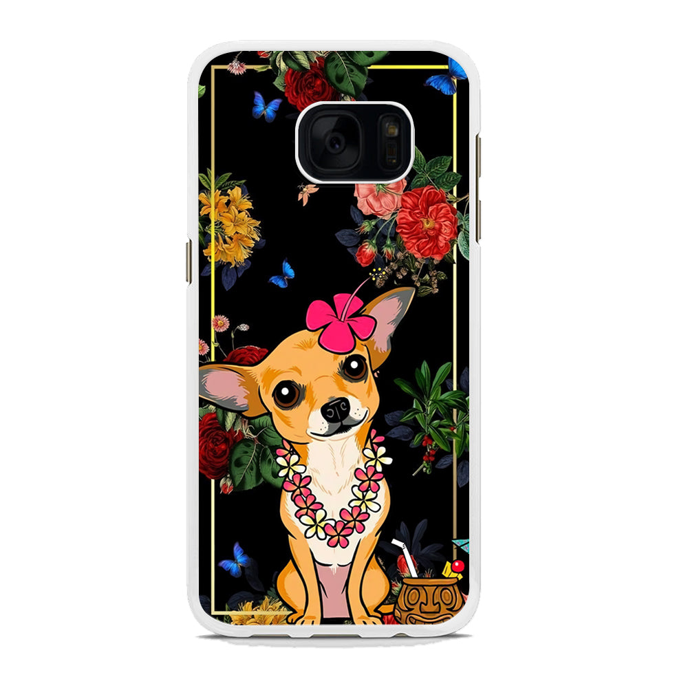 Chihuahua Dog Summer Frame Samsung Galaxy S7 Edge Case