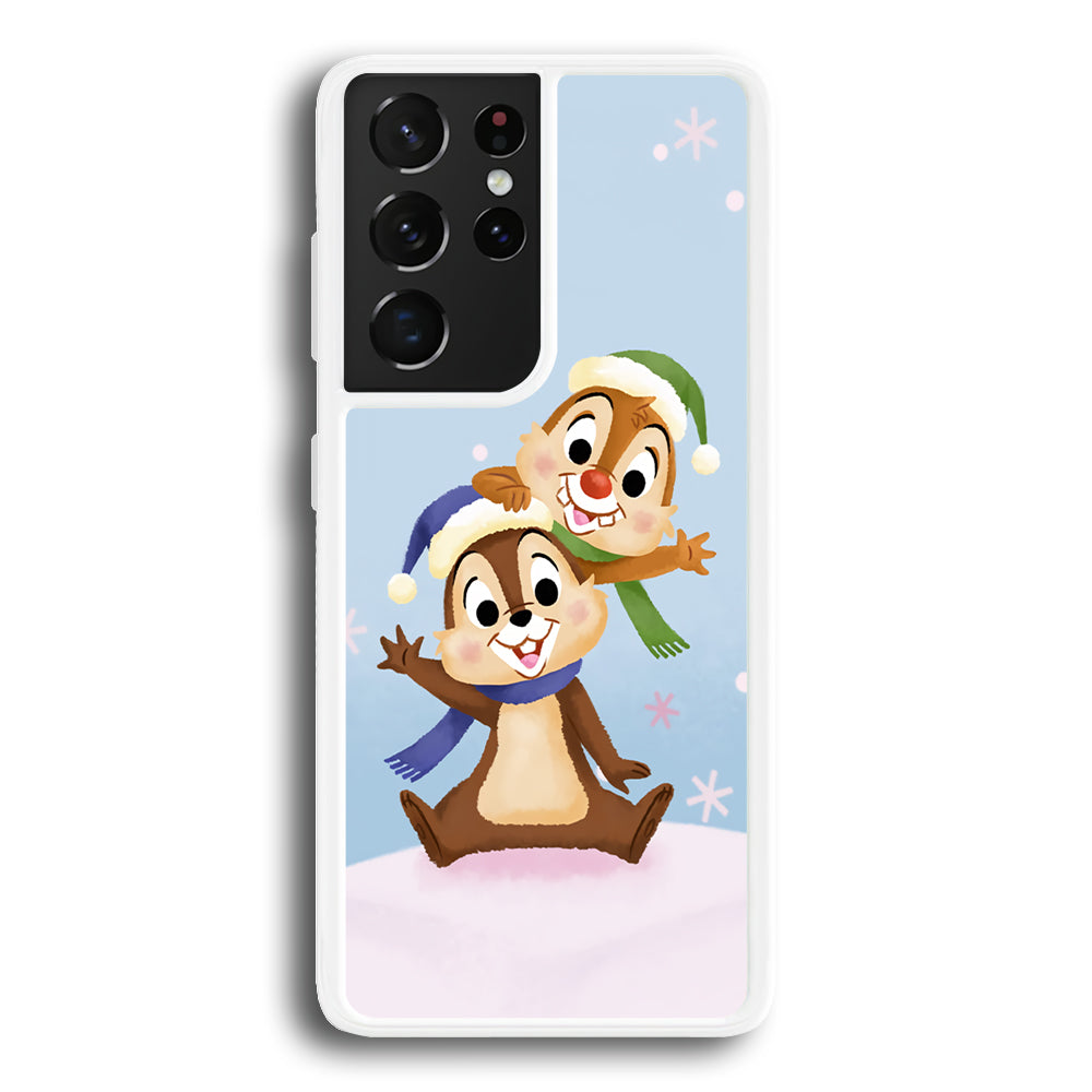 Chip And Dale Happy In Winter Samsung Galaxy S21 Ultra Case