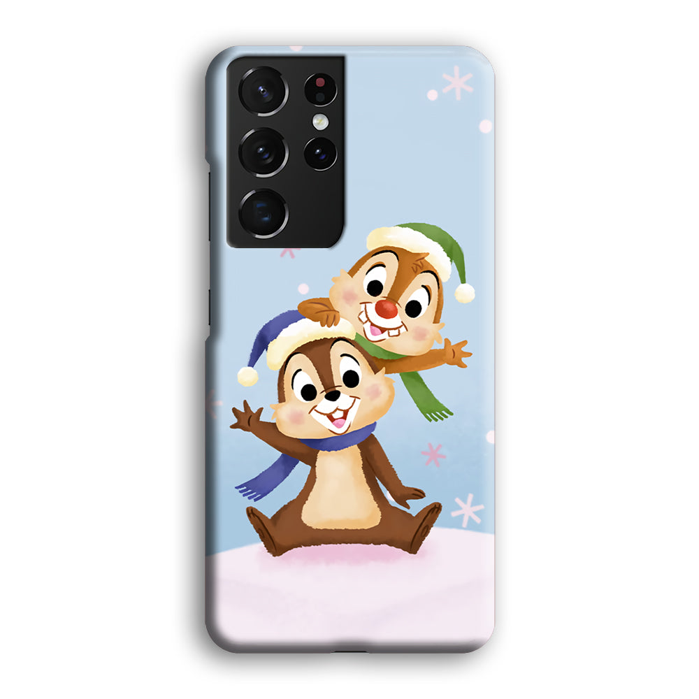 Chip And Dale Happy In Winter Samsung Galaxy S21 Ultra Case
