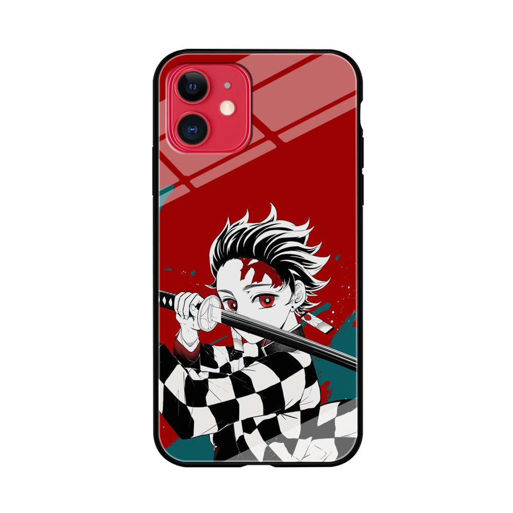 Demon Slayer Deep Blood of Tanjiro iPhone 11 Case Tempered Glass Case