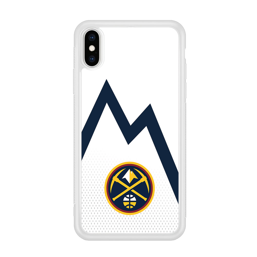 Denver Nuggets Emblem Line In White iPhone XS Case
