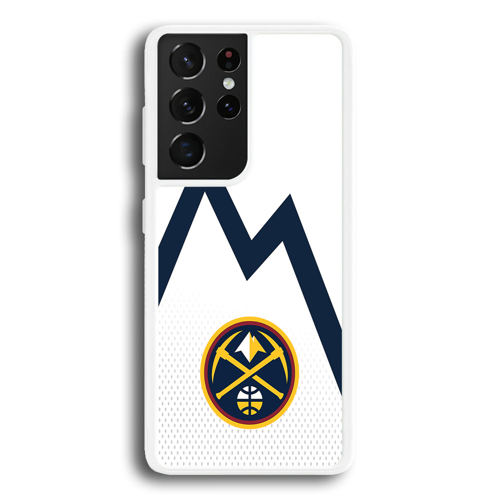 Denver Nuggets Emblem Line In White Samsung Galaxy S21 Ultra Case