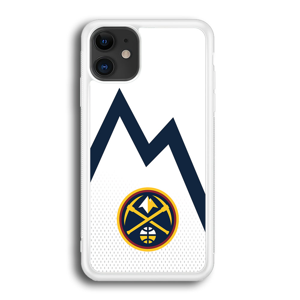 Denver Nuggets Emblem Line In White iPhone 12 Case