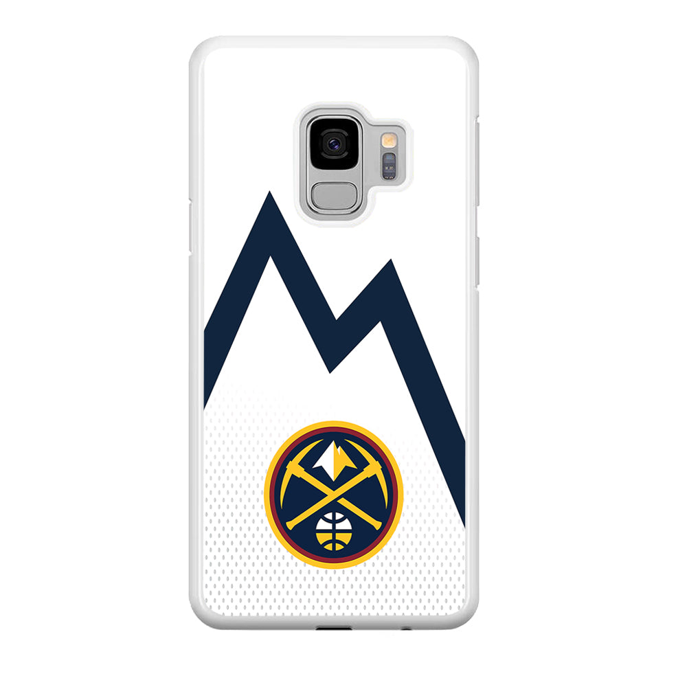 Denver Nuggets Emblem Line In White Samsung Galaxy S9 Case