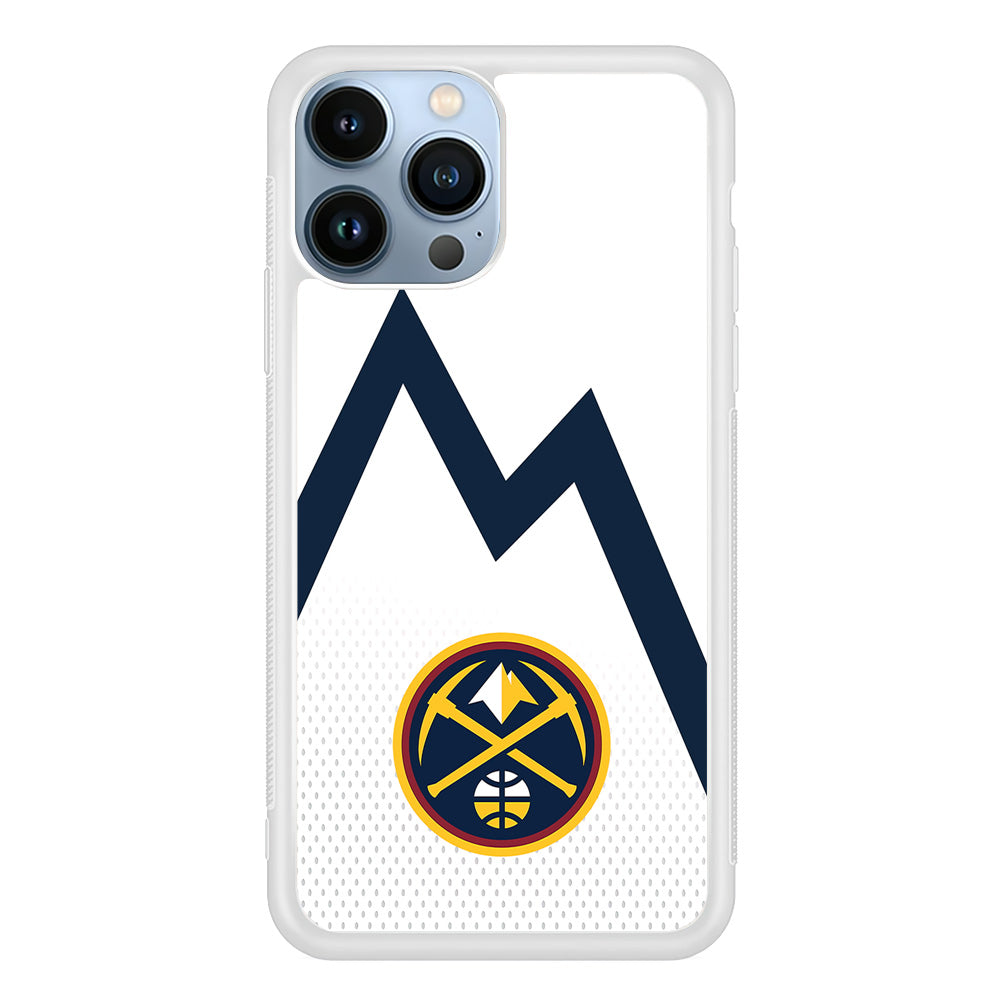 Denver Nuggets Emblem Line In White iPhone 13 Pro Max Case