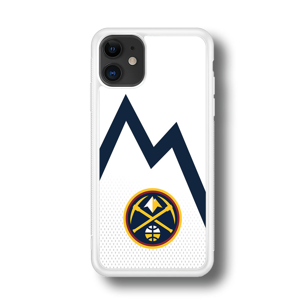 Denver Nuggets Emblem Line In White iPhone 11 Case