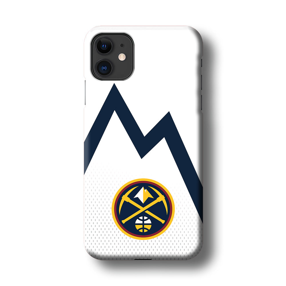 Denver Nuggets Emblem Line In White iPhone 11 Case
