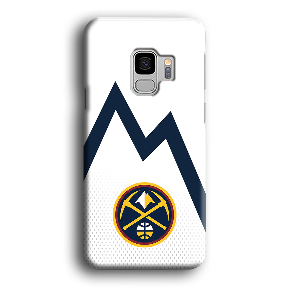 Denver Nuggets Emblem Line In White Samsung Galaxy S9 Case