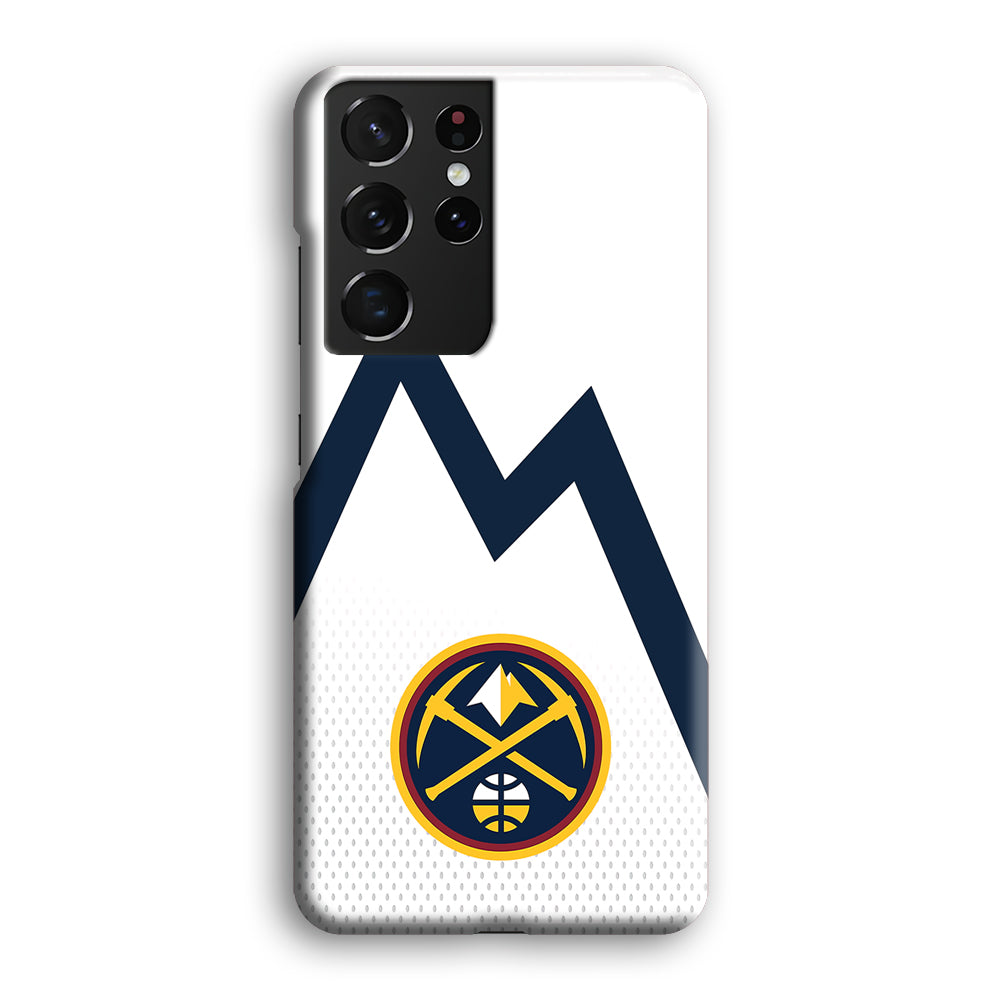 Denver Nuggets Emblem Line In White Samsung Galaxy S21 Ultra Case