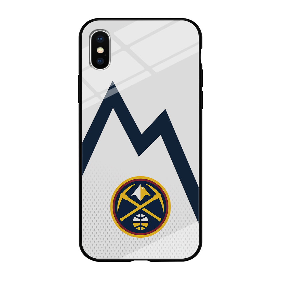 Denver Nuggets Emblem Line In White iPhone XS Case