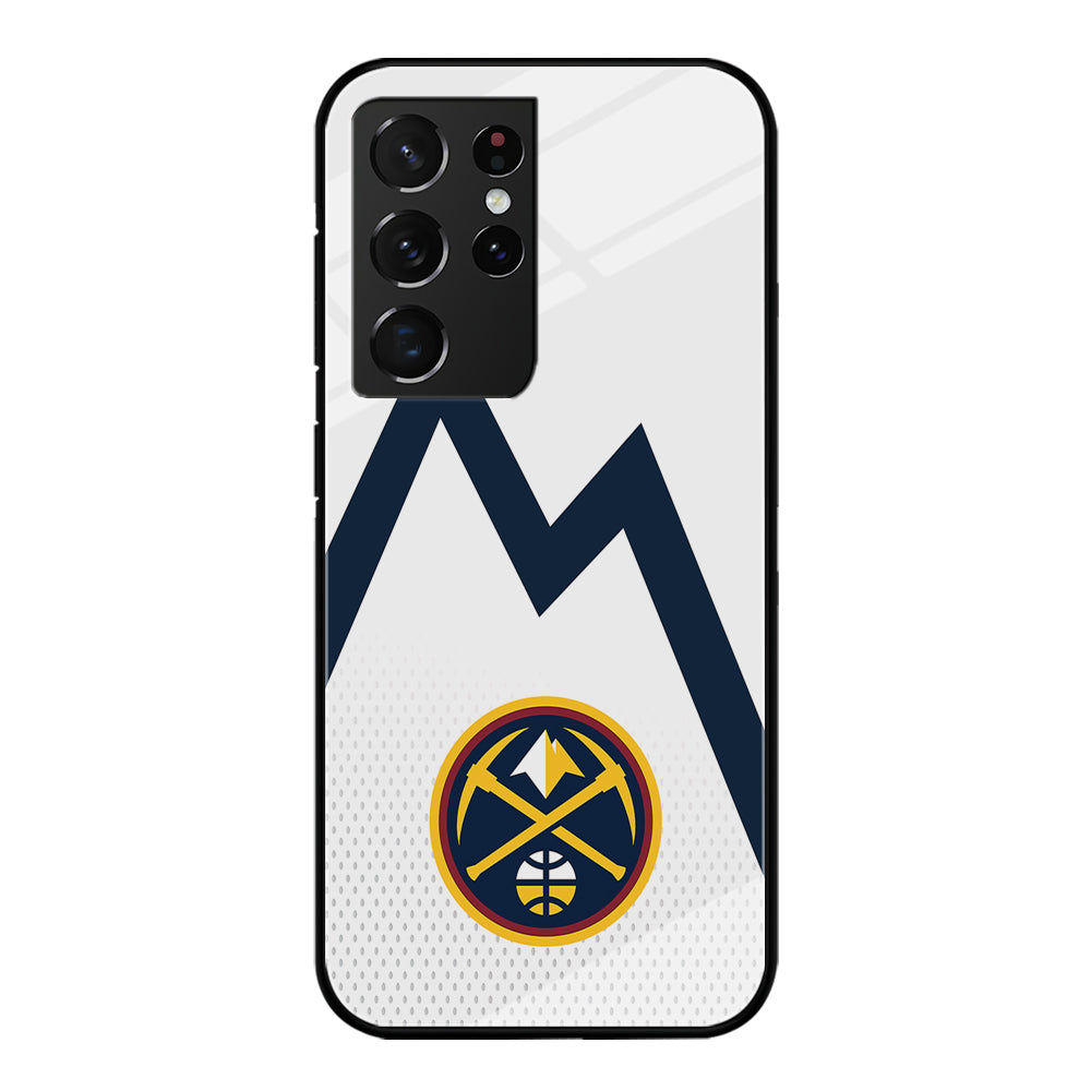 Denver Nuggets Emblem Line In White Samsung Galaxy S21 Ultra Case