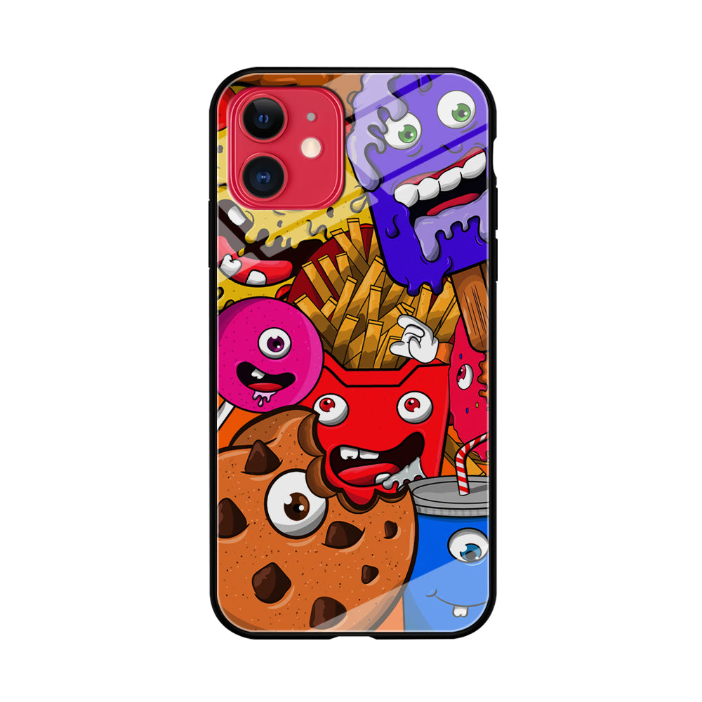 Doodle Monsters Snack iPhone 11 Case Tempered Glass Case
